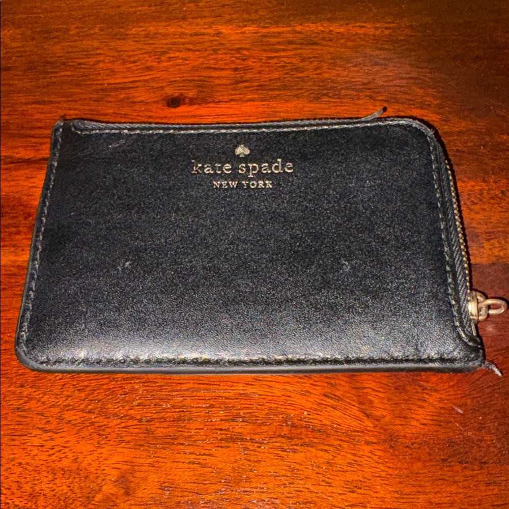 Kate Spade Black Leather Card Holder with Flaws